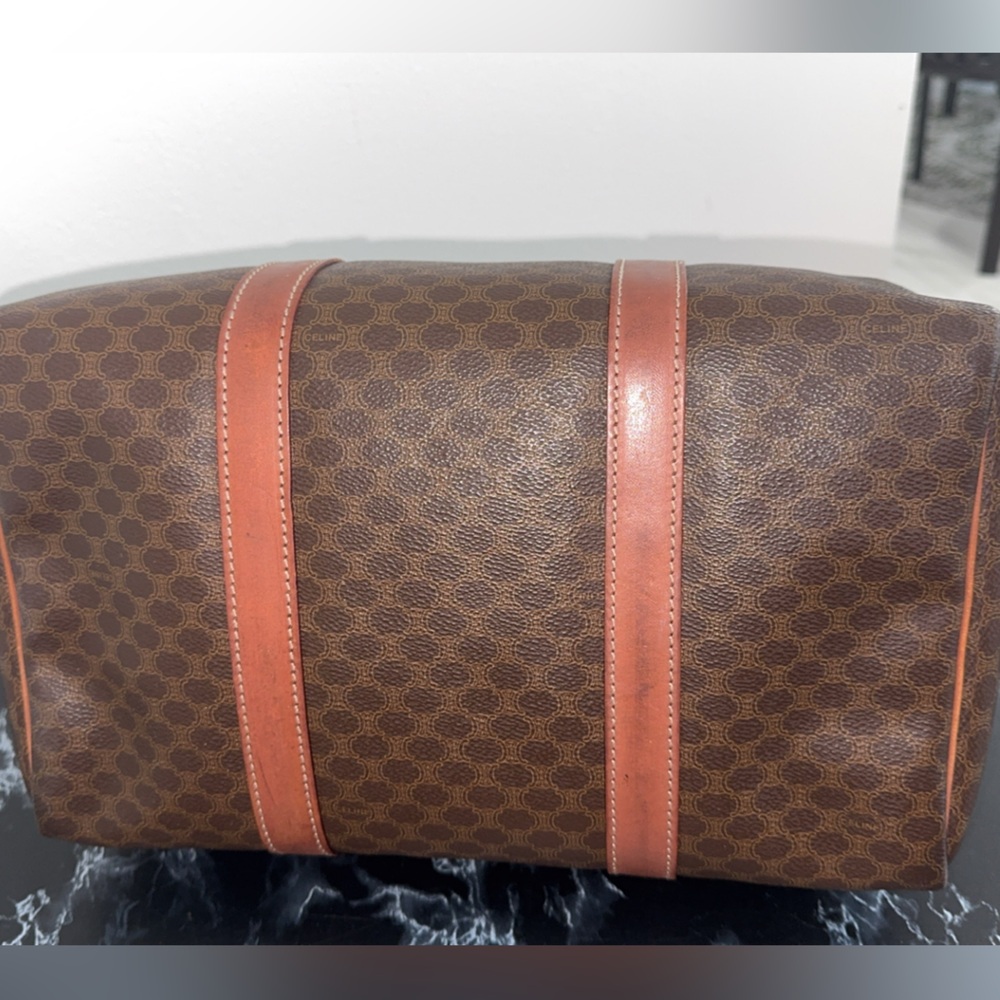 CELINE MACADAM PATTERN BOSTON BAG BROWN PVC GOLD w/ KEY LOCK AUTHENTIC - Picture 8 of 15